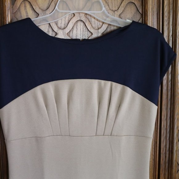 ALLEN SOLLY Colorblock Sheath Career Dress NWT - Tan, Size S - Picture 8 of 16
